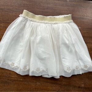 Mini Boden White Tulle Skirt with Gold Waistband